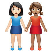 Émoji 👩🏻‍🤝‍👩🏽 Deux Femmes Se Tenant La Main : Peau Claire Et Peau Légèrement Mate sur Apple iOS 14.2.