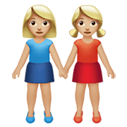 👭🏼 Emoji händchenhaltende Frauen: mittelhelle Hautfarbe Apple iOS 14.2.