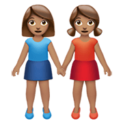 👭🏽 Emoji händchenhaltende Frauen: mittlere Hautfarbe Apple iOS 14.2.