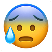 Emoji 😰 Faccina Blu Sudata su Apple iOS 14.5.