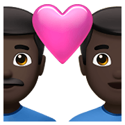 👨🏿‍❤️‍👨🏿 Emoji Pareja Enamorada - Hombre: Tono De Piel Oscuro, Hombre: Tono De Piel Oscuro en Apple iOS 14.5.