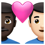👨🏿‍❤️‍👨🏻 Emoji Liebespaar - Mann: dunkle Hautfarbe, Mann: helle Hautfarbe Apple iOS 14.5.