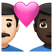 👨🏻‍❤️‍👨🏿 Emoji Casal Apaixonado - Homem: Pele Clara, Homem: Pele Escura na Apple iOS 14.5.