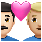 👨🏻‍❤️‍👨🏼 Emoji Liebespaar - Mann: helle Hautfarbe, Mann: mittelhelle Hautfarbe Apple iOS 14.5.