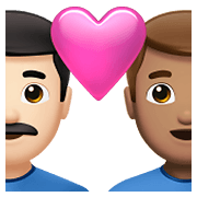 👨🏻‍❤️‍👨🏽 Emoji Liebespaar - Mann: helle Hautfarbe, Mann: mittlere Hautfarbe Apple iOS 14.5.