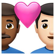 👨🏾‍❤️‍👨🏻 Emoji Liebespaar - Mann: mitteldunkle Hautfarbe, Mann: helle Hautfarbe Apple iOS 14.5.