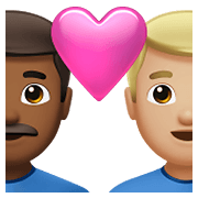 👨🏾‍❤️‍👨🏼 Emoji Casal Apaixonado - Homem: Pele Morena Escura, Homem: Pele Morena Clara na Apple iOS 14.5.