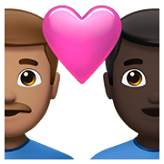 👨🏽‍❤️‍👨🏿 Emoji Pareja Enamorada - Hombre: Tono De Piel Medio, Hombre: Tono De Piel Oscuro en Apple iOS 14.5.