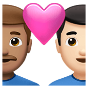 👨🏽‍❤️‍👨🏻 Emoji sich küssendes Paar - Mann: mittlere Hautfarbe, Mann: helle Hautfarbe Apple iOS 14.5.