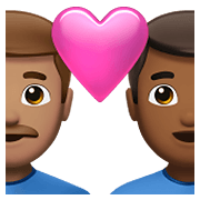 👨🏽‍❤️‍👨🏾 Emoji Pareja Enamorada - Hombre: Tono De Piel Medio, Hombre: Tono De Piel Oscuro Medio en Apple iOS 14.5.