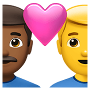 👨🏾‍❤️‍👨 Emoji Casal Apaixonado - Homem: Pele Morena Escura, Homem na Apple iOS 14.5.
