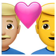 👨🏼‍❤️‍👨 Emoji Casal Apaixonado - Homem: Pele Morena Clara, Homem na Apple iOS 14.5.
