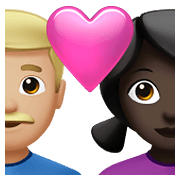 👨🏼‍❤️‍👩🏿 Emoji Pareja Enamorada - Hombre: Tono De Piel Claro Medio, Mujer: Tono De Piel Oscuro en Apple iOS 14.5.