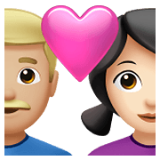 👨🏼‍❤️‍👩🏻 Emoji Pareja Enamorada - Hombre: Tono De Piel Claro Medio, Mujer: Tono De Piel Claro en Apple iOS 14.5.