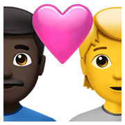 👨🏿‍❤️‍🧑 Emoji Liebespaar: Mannn, Person, dunkle Hautfarbe, Kein Hautton Apple iOS 14.5.