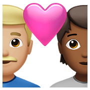 Émoji 👨🏼‍❤️‍🧑🏾 Couple Avec Cœur: Homme, Personne, Peau Moyennement Claire, Peau Mate sur Apple iOS 14.5.