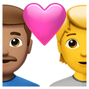 Emoji 👨🏽‍❤️‍🧑 Coppia Con Cuore: uomo, persona, Carnagione Olivastra, Nessun tono della pelle su Apple iOS 14.5.