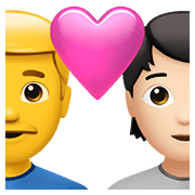 Émoji 👨‍❤️‍🧑🏻 Couple Avec Cœur: Homme, Personne, Pas de teint, Peau Claire sur Apple iOS 14.5.