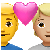 Émoji 👨‍❤️‍🧑🏼 Couple Avec Cœur: Homme, Personne, Pas de teint, Peau Moyennement Claire sur Apple iOS 14.5.