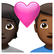 Émoji 🧑🏿‍❤️‍👨🏾 Couple Avec Cœur: Personne, Homme, Peau Foncée, Peau Mate sur Apple iOS 14.5.