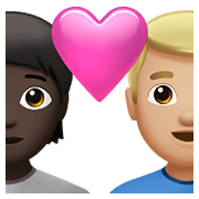 🧑🏿‍❤️‍👨🏼 Emoji Casal Apaixonado: Pessoa, Homem, Pele Escura, Pele Morena Clara na Apple iOS 14.5.