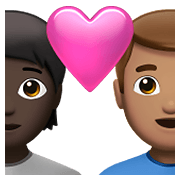 🧑🏿‍❤️‍👨🏽 Emoji Casal Apaixonado: Pessoa, Homem, Pele Escura, Pele Morena na Apple iOS 14.5.