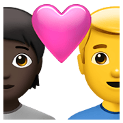 Emoji 🧑🏿‍❤️‍👨 Coppia Con Cuore: persona, uomo, Carnagione Scura, Nessun tono della pelle su Apple iOS 14.5.