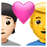Émoji 🧑🏻‍❤️‍👨 Couple Avec Cœur: Personne, Homme, Peau Claire, Pas de teint sur Apple iOS 14.5.