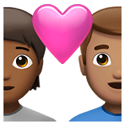 🧑🏾‍❤️‍👨🏽 Emoji Casal Apaixonado: Pessoa, Homem, Pele Morena Escura, Pele Morena na Apple iOS 14.5.