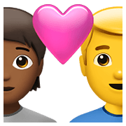 Emoji 🧑🏾‍❤️‍👨 Coppia Con Cuore: persona, uomo, Carnagione Abbastanza Scura, Nessun tono della pelle su Apple iOS 14.5.
