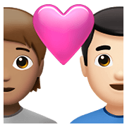 Émoji 🧑🏽‍❤️‍👨🏻 Couple Avec Cœur: Personne, Homme, Peau Légèrement Mate, Peau Claire sur Apple iOS 14.5.