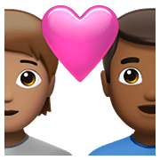 🧑🏽‍❤️‍👨🏾 Emoji Casal Apaixonado: Pessoa, Homem, Pele Morena, Pele Morena Escura na Apple iOS 14.5.