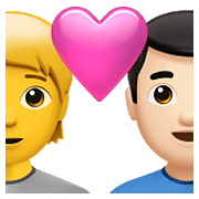 Émoji 🧑‍❤️‍👨🏻 Couple Avec Cœur: Personne, Homme, Pas de teint, Peau Claire sur Apple iOS 14.5.