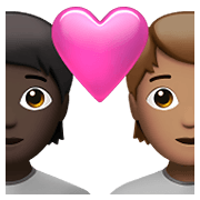 Émoji 🧑🏿‍❤️‍🧑🏽 Couple Avec Cœur: Personne, Personne, Peau Foncée, Peau Légèrement Mate sur Apple iOS 14.5.
