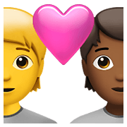 🧑‍❤️‍🧑🏾 Emoji Liebespaar: Person, Person, Kein Hautton, mitteldunkle Hautfarbe Apple iOS 14.5.