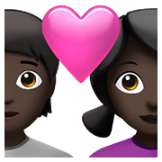 🧑🏿‍❤️‍👩🏿 Emoji Casal Apaixonado: Pessoa, Mulher, Pele Escura na Apple iOS 14.5.