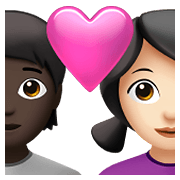 Emoji 🧑🏿‍❤️‍👩🏻 Coppia Con Cuore: persona, Donna, Carnagione Scura, Carnagione Chiara su Apple iOS 14.5.