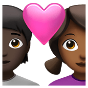 🧑🏿‍❤️‍👩🏾 Emoji Casal Apaixonado: Pessoa, Mulher, Pele Escura, Pele Morena Escura na Apple iOS 14.5.