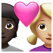 Emoji 🧑🏿‍❤️‍👩🏼 Coppia Con Cuore: persona, Donna, Carnagione Scura, Carnagione Abbastanza Chiara su Apple iOS 14.5.