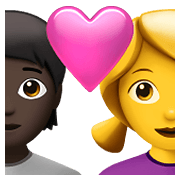 Émoji 🧑🏿‍❤️‍👩 Couple Avec Cœur: Personne, Femme, Peau Foncée, Pas de teint sur Apple iOS 14.5.