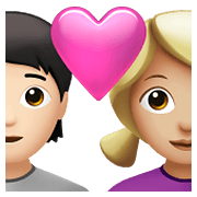 🧑🏻‍❤️‍👩🏼 Emoji Casal Apaixonado: Pessoa, Mulher, Pele Clara, Pele Morena Clara na Apple iOS 14.5.
