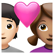 🧑🏻‍❤️‍👩🏽 Emoji Casal Apaixonado: Pessoa, Mulher, Pele Clara, Pele Morena na Apple iOS 14.5.