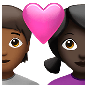 Émoji 🧑🏾‍❤️‍👩🏿 Couple Avec Cœur: Personne, Femme, Peau Mate, Peau Foncée sur Apple iOS 14.5.
