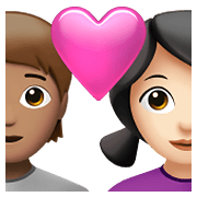 🧑🏽‍❤️‍👩🏻 Emoji Liebespaar: Person, Frau, mittlere Hautfarbe, helle Hautfarbe Apple iOS 14.5.