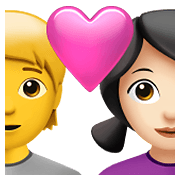 🧑‍❤️‍👩🏻 Emoji Liebespaar: Person, Frau, Kein Hautton, helle Hautfarbe Apple iOS 14.5.