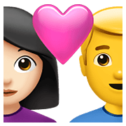 👩🏻‍❤️‍👨 Emoji Casal Apaixonado - Mulher: Pele Clara, Homem na Apple iOS 14.5.