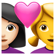Émoji 👩🏻‍❤️‍👩 Couple Avec Cœur - Femme: Peau Claire, Femme sur Apple iOS 14.5.