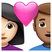 Emoji 👩🏻‍❤️‍👨🏽 Coppia Con Cuore - Donna: Carnagione Chiara, Uomo: Carnagione Olivastra su Apple iOS 14.5.