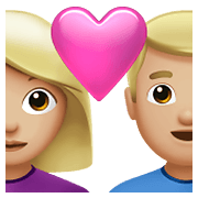 👩🏼‍❤️‍👨🏼 Emoji Pareja Enamorada - Mujer: Tono De Piel Claro Medio, Hombre: Tono De Piel Claro Medio en Apple iOS 14.5.