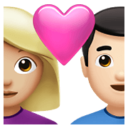 👩🏼‍❤️‍👨🏻 Emoji Pareja Enamorada - Mujer: Tono De Piel Claro Medio, Hombre: Tono De Piel Claro en Apple iOS 14.5.